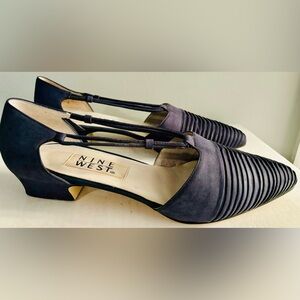 NINE WEST Blue Suede Dress Shoes w/ 1” Heels Size 8.5